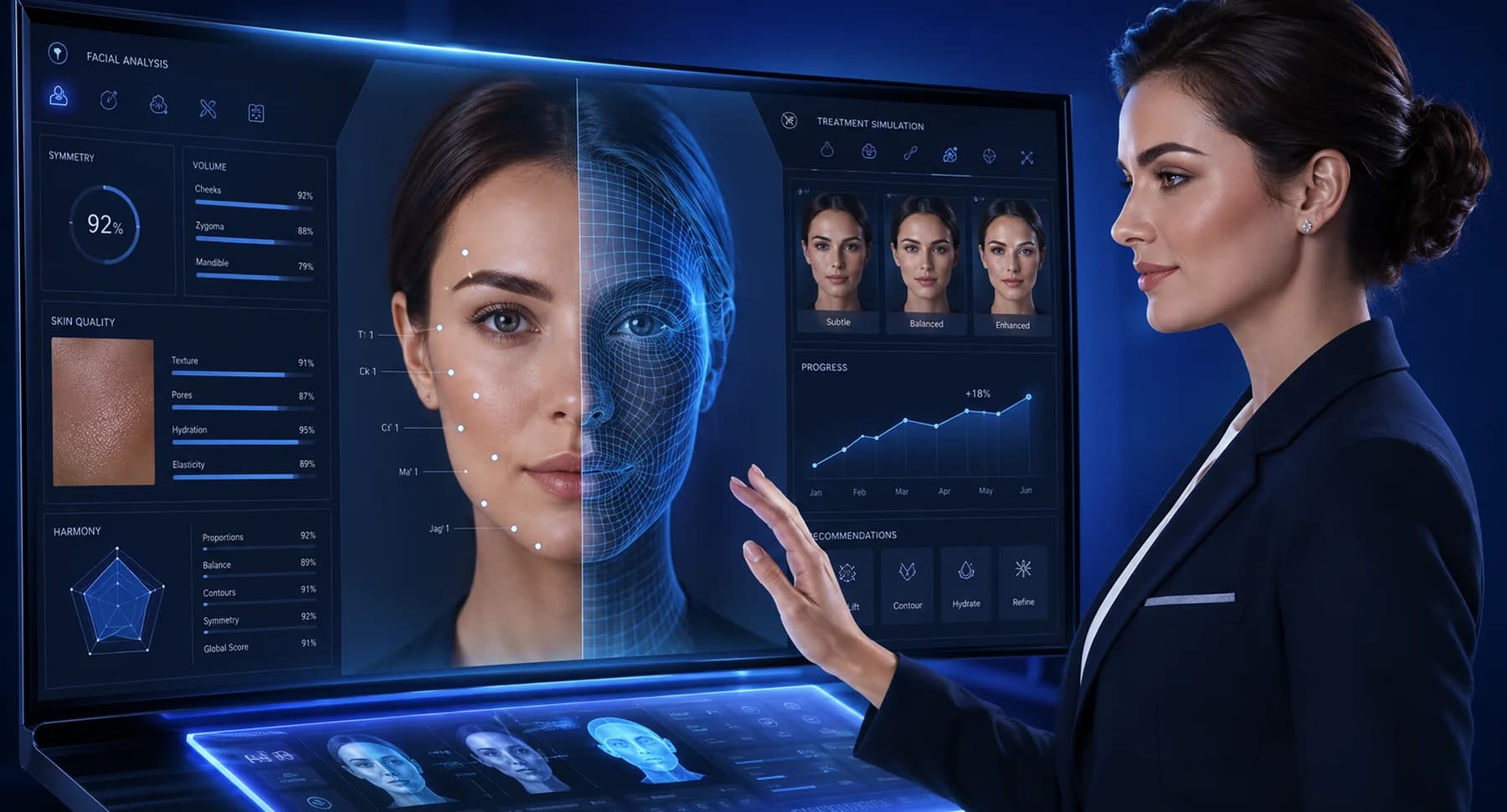 Facial anatomy visualised as a three-dimensional mesh